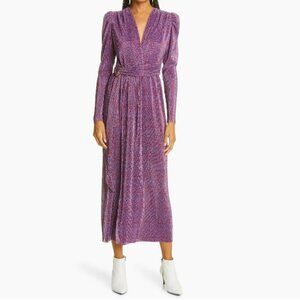 Sabina Musayev Metallic Purple Midi Dress
